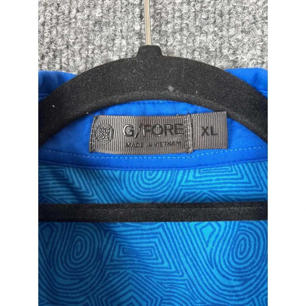 G/FORE Golf Polo Shirt Men XL Blue‎ Geometric Swirl Short Sleeve Performance